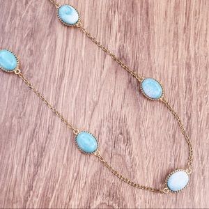 Turquoise Cabochon Station Necklace